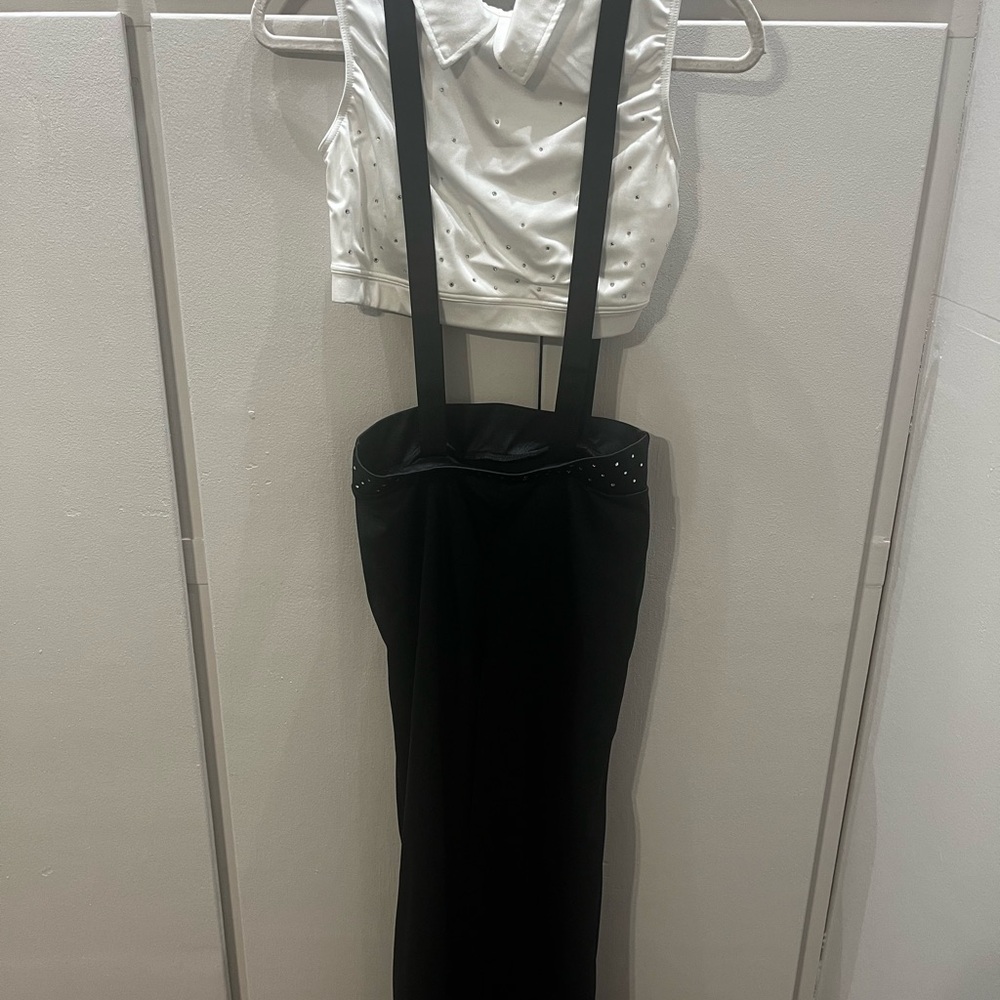 Stylish Black and White Women's Suspender Dress